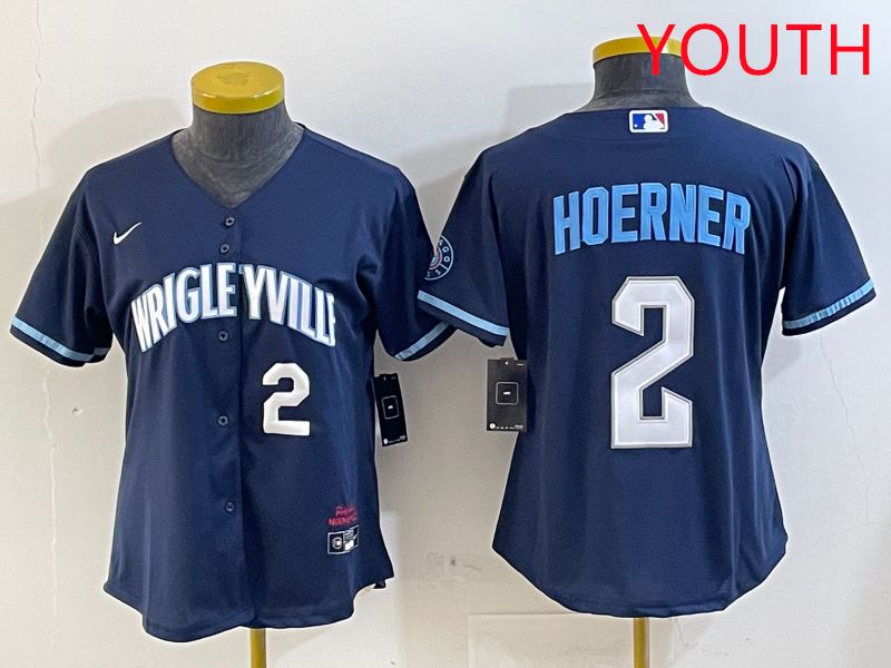 Youth Chicago Cubs #2 Hoerner Blue City Edition Game 2025 Nike MLB Jersey style 6